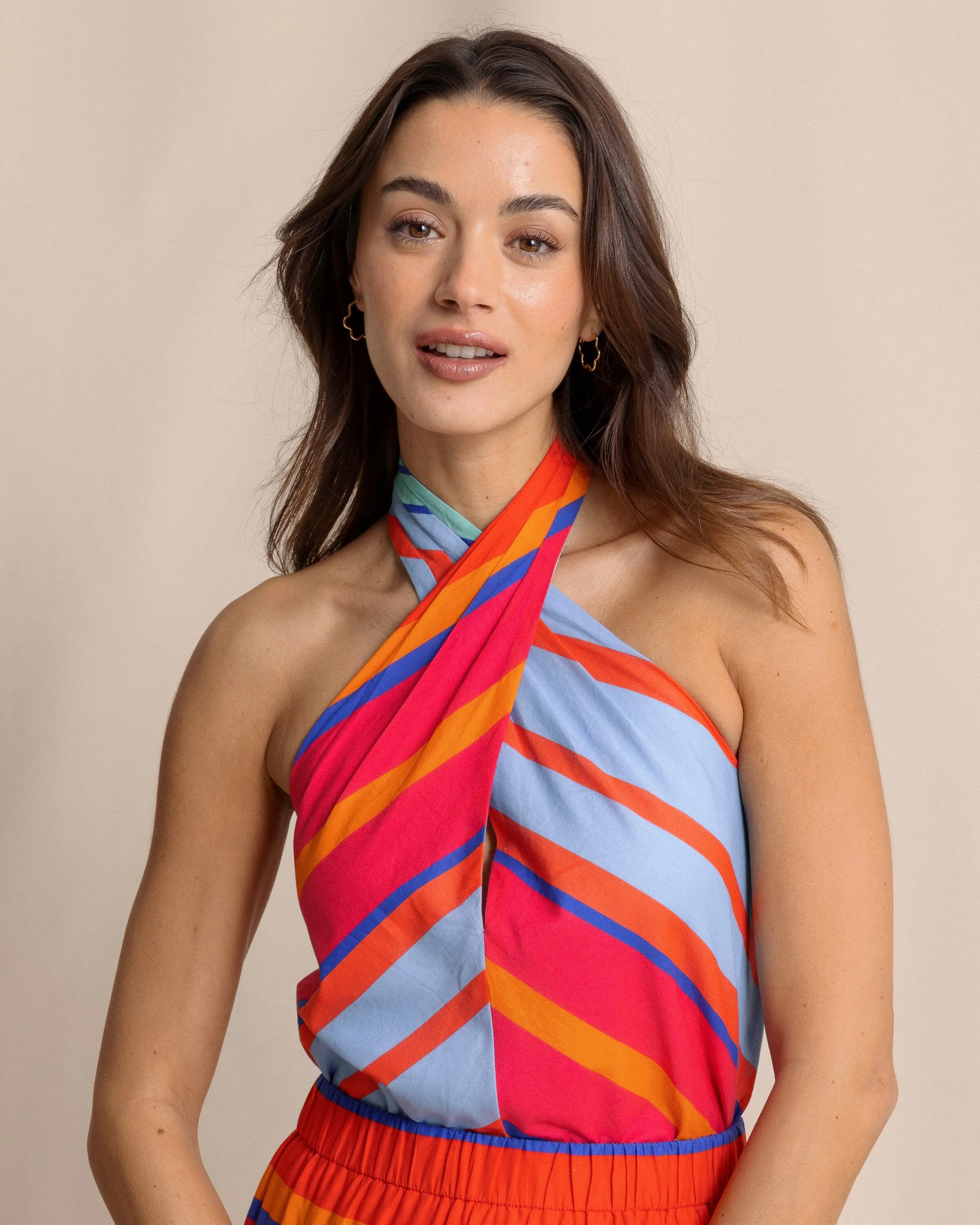 Fallon Calypso Cay Stripe Halter Top