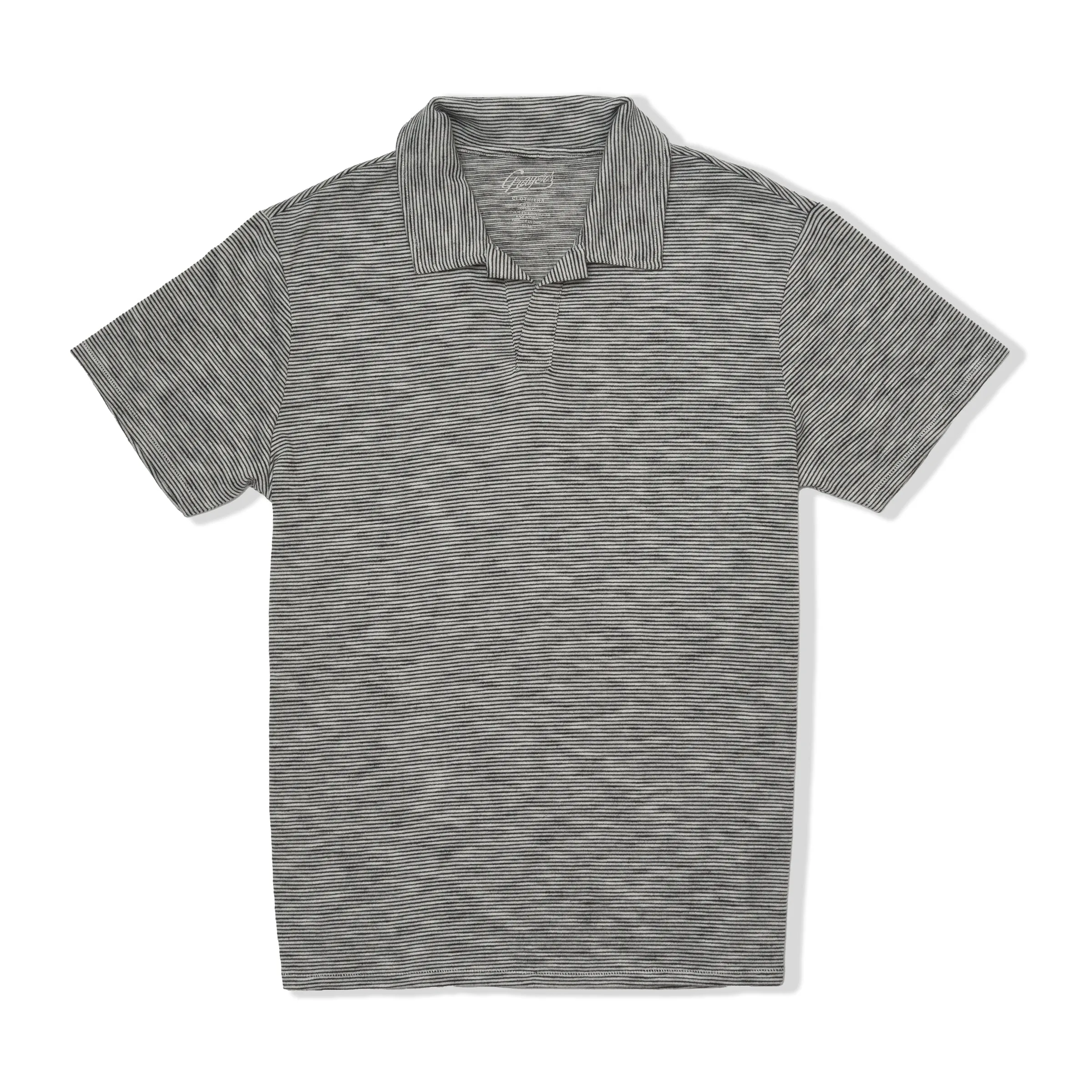 Feeder Stripe Loose Knit Johnny Collar Polo - Cream Navy