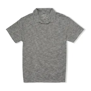 Feeder Stripe Loose Knit Johnny Collar Polo - Cream Navy