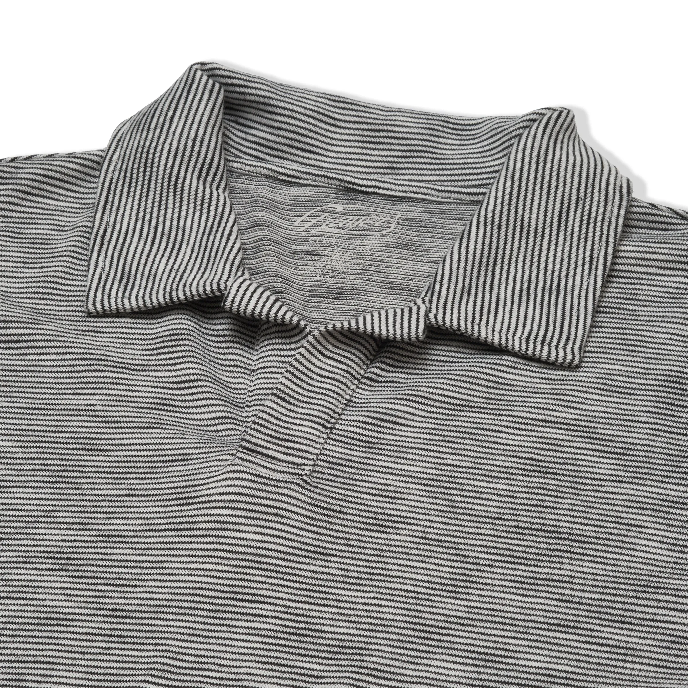 Feeder Stripe Loose Knit Johnny Collar Polo - Cream Navy