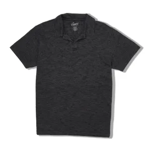 Feeder Stripe Loose Knit Johnny Collar Polo - Forged Iron