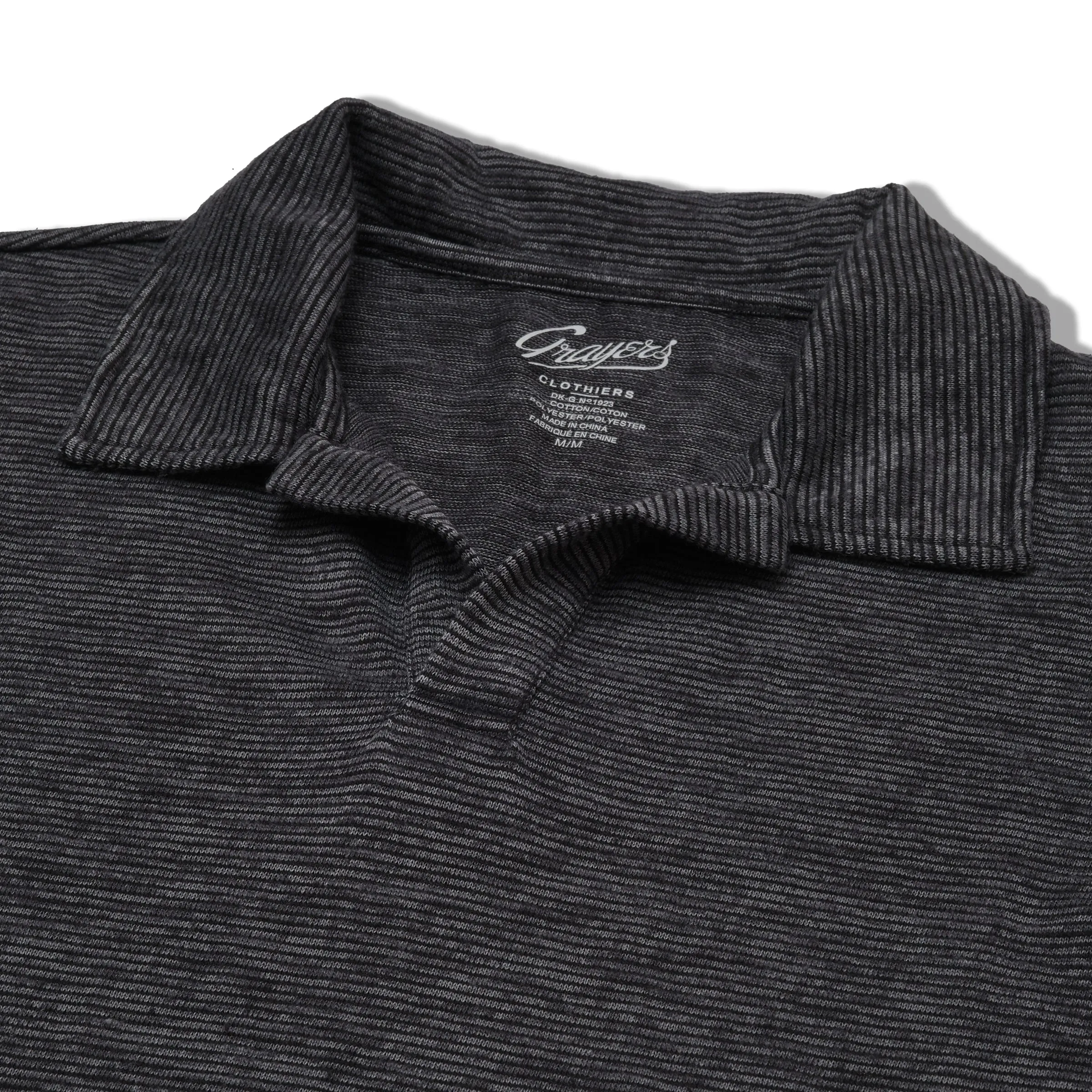 Feeder Stripe Loose Knit Johnny Collar Polo - Forged Iron