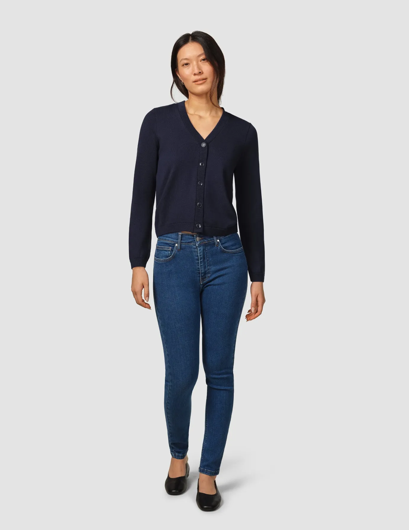 Fine Knit Cardigan Navy