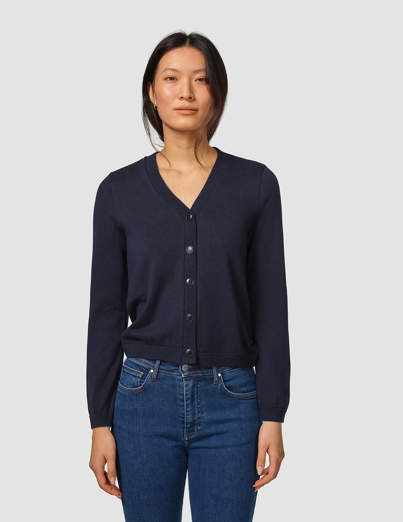 Fine Knit Cardigan Navy
