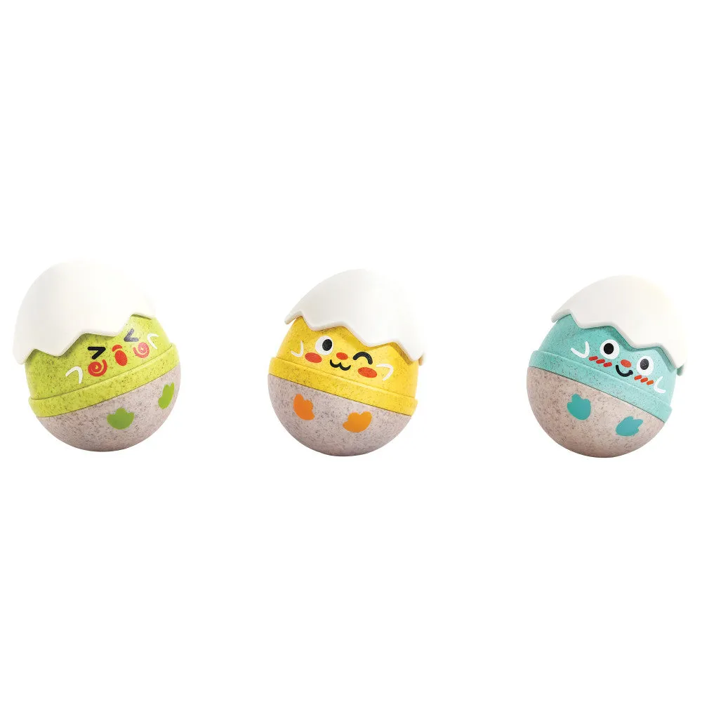 Hape Happy Hatchlings Wobble Rattles – 3pc, Emotive Eggs Edition