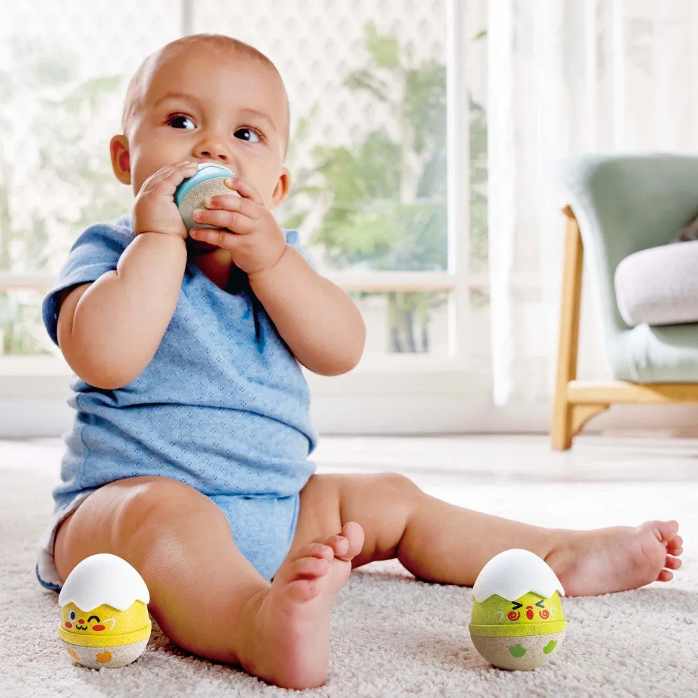 Hape Happy Hatchlings Wobble Rattles – 3pc, Emotive Eggs Edition