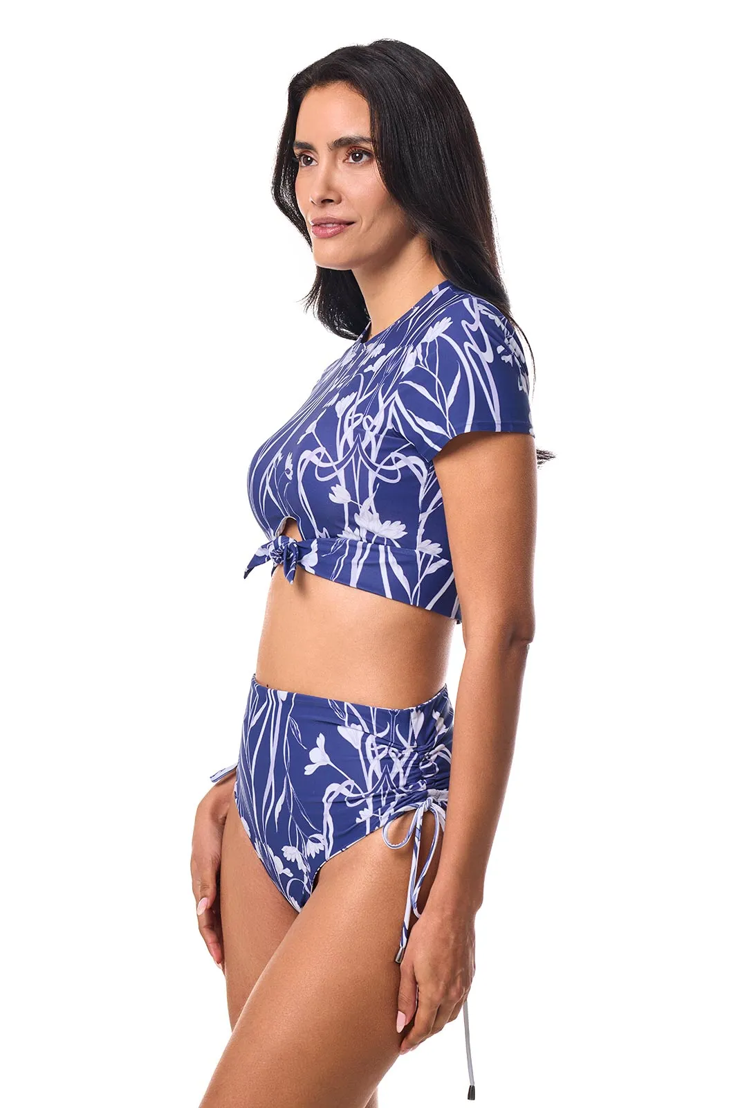 Hibiscus Island Crop Swim Tee | FUTURE DUSK Iris Dusk