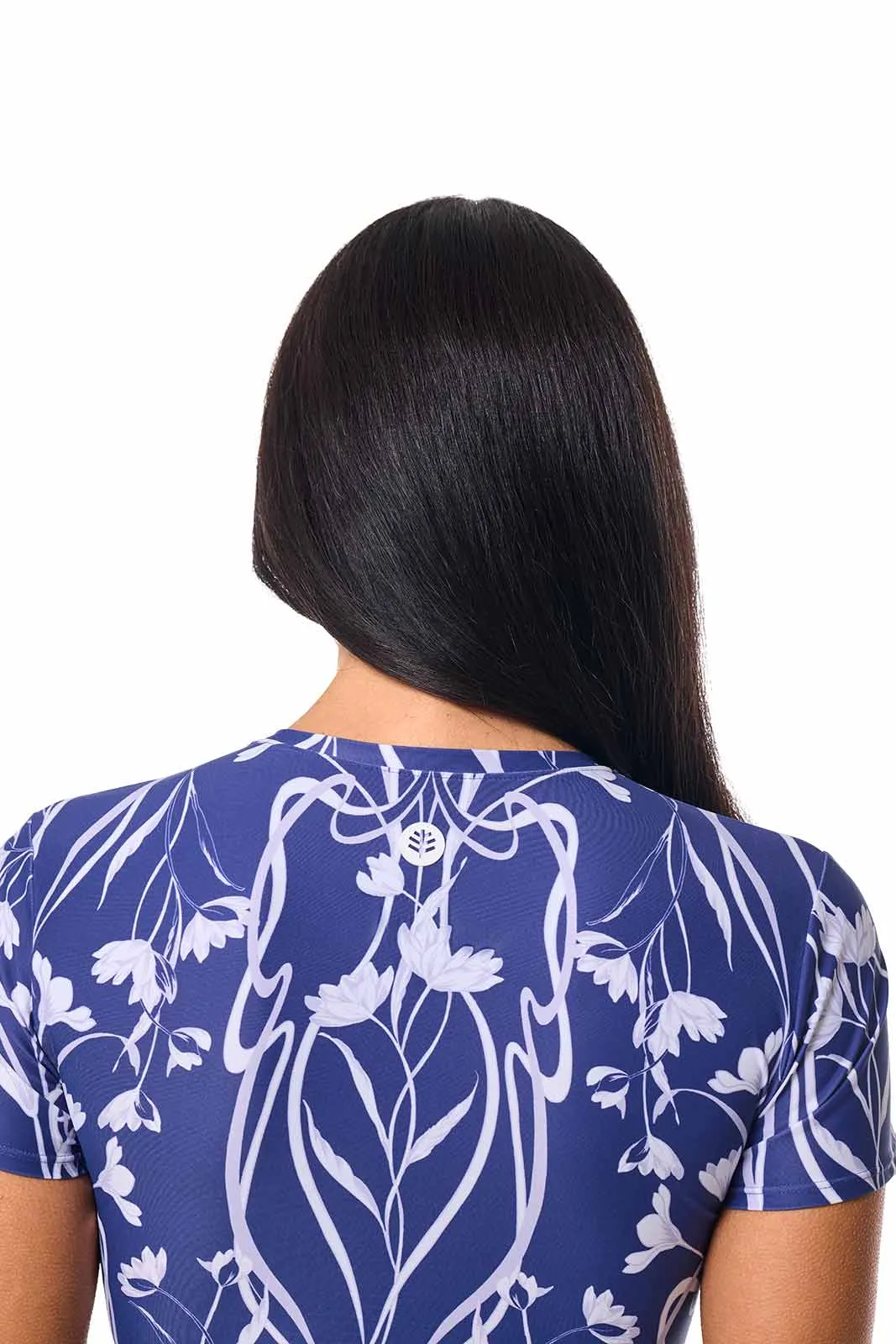 Hibiscus Island Crop Swim Tee | FUTURE DUSK Iris Dusk