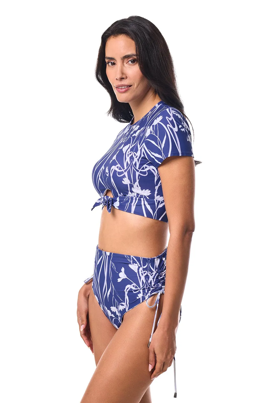 Hibiscus Island Crop Swim Tee | FUTURE DUSK Iris Dusk