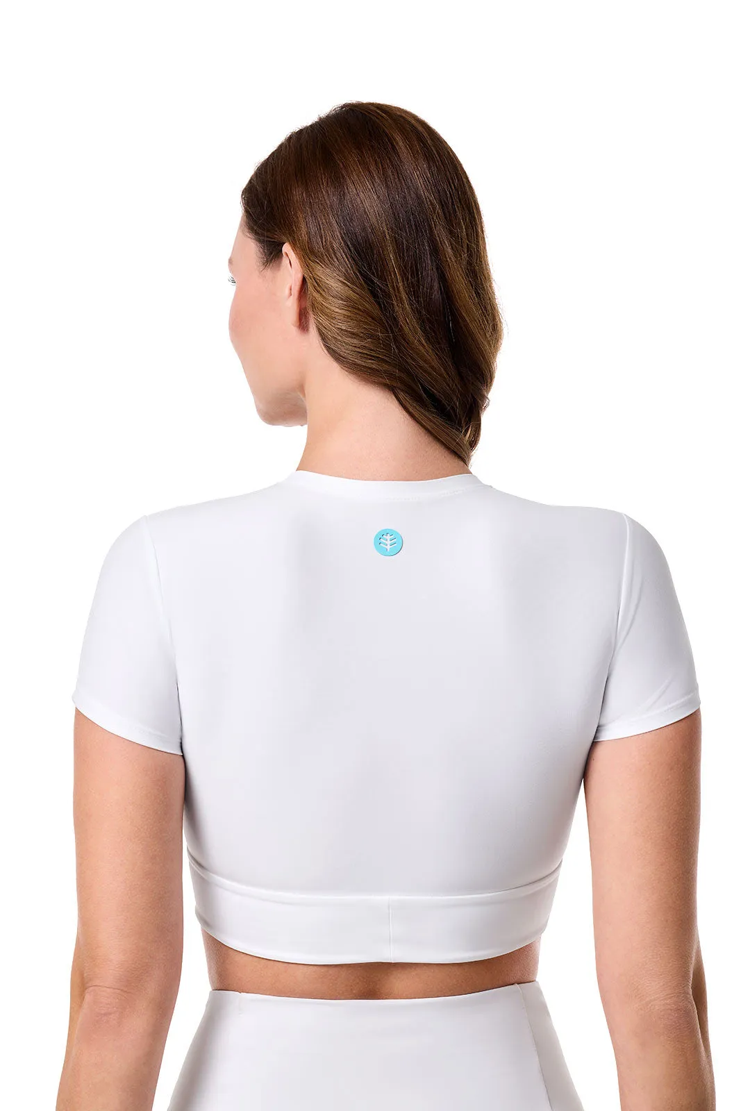 Hibiscus Island Crop Swim Tee | White