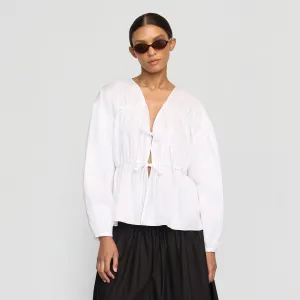 Hira Tie-Front Organic Cotton Blouse