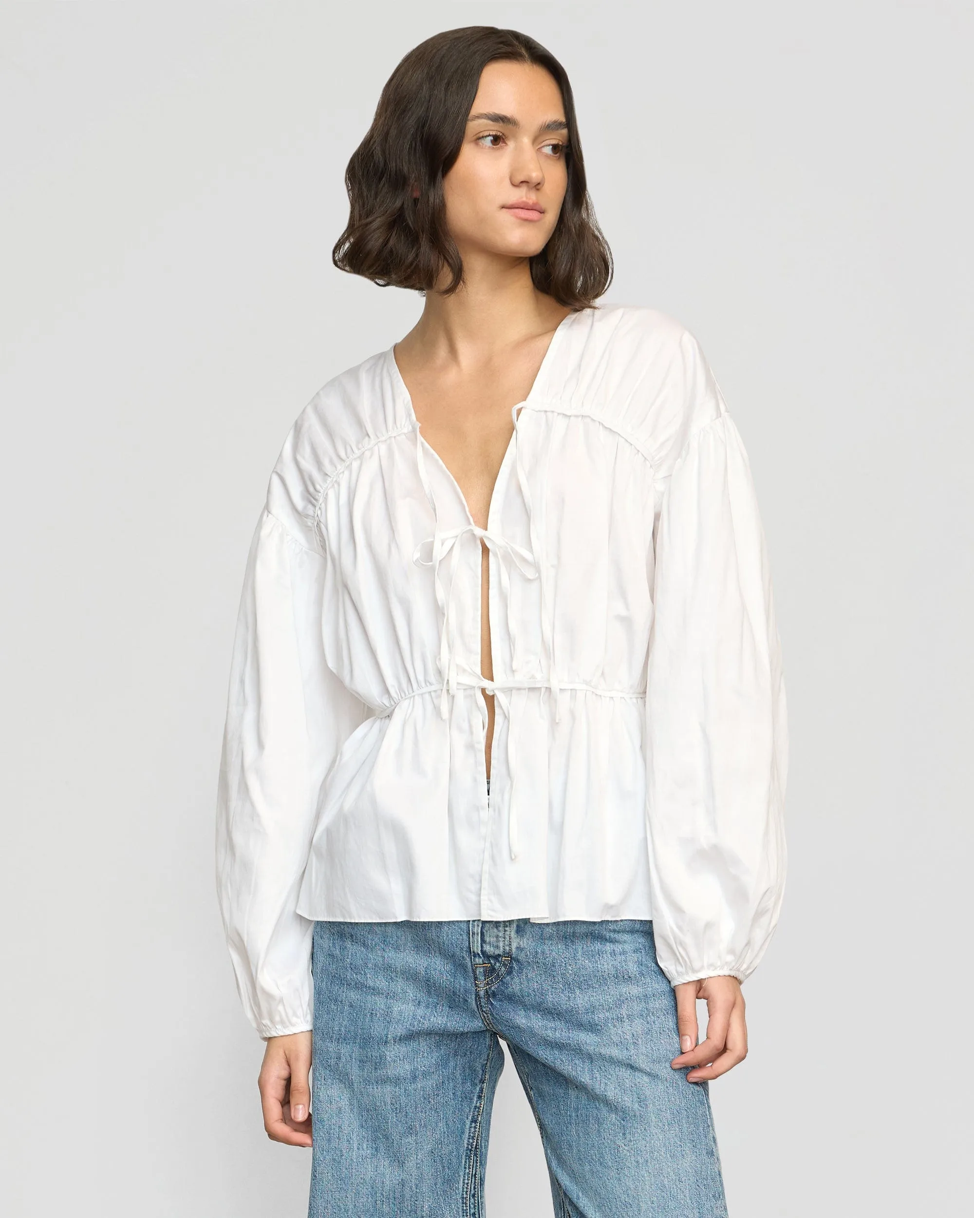 Hira Tie-Front Organic Cotton Blouse