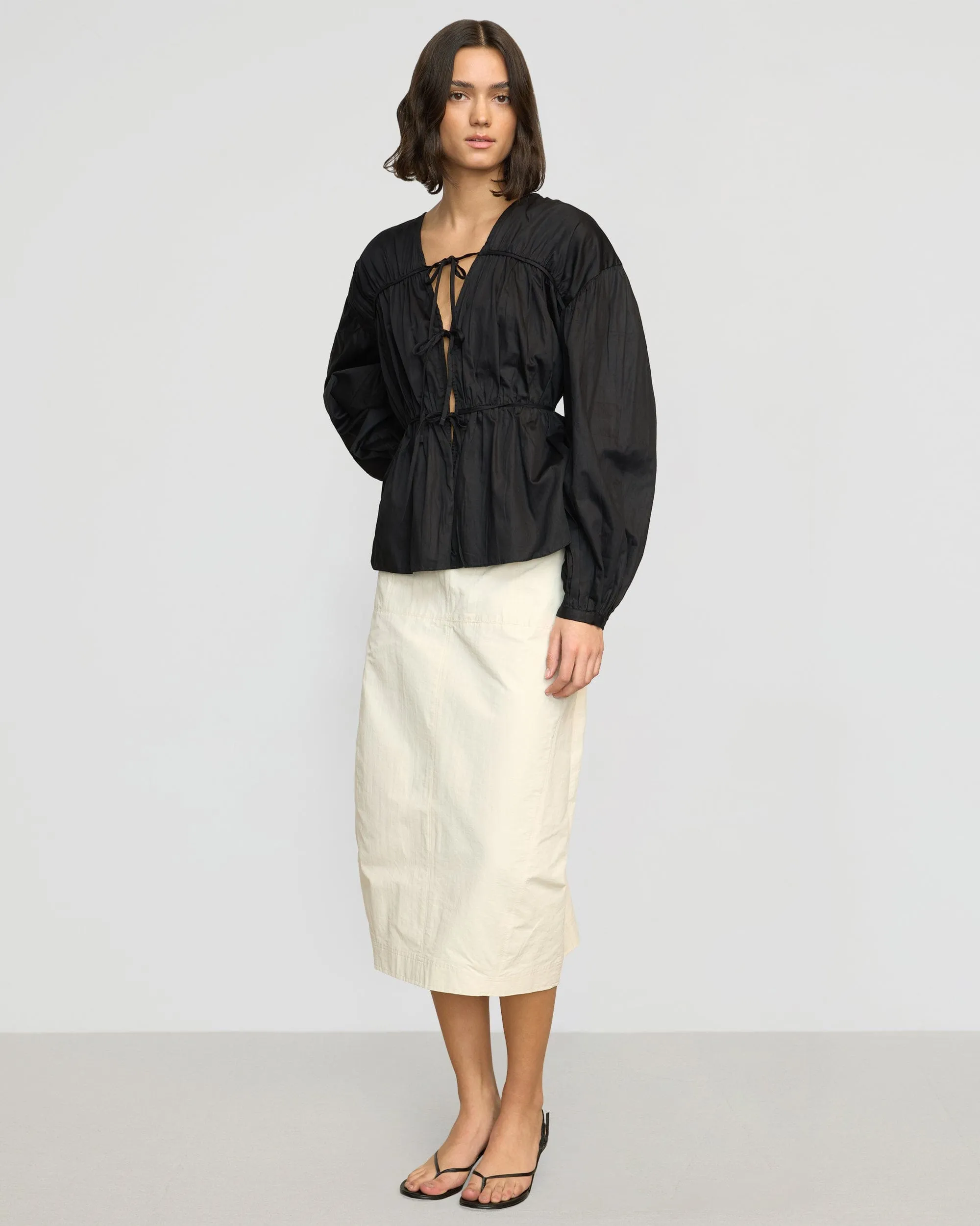 Hira Tie-Front Organic Cotton Blouse