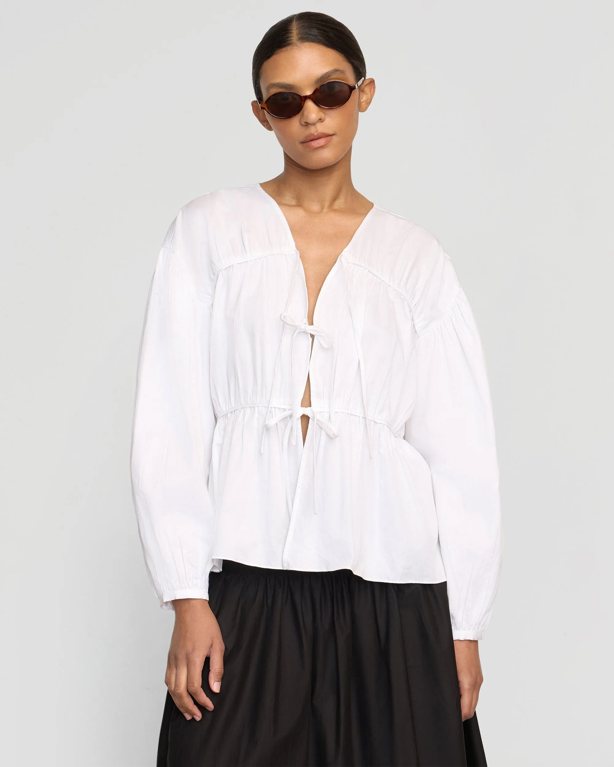 Hira Tie-Front Organic Cotton Blouse