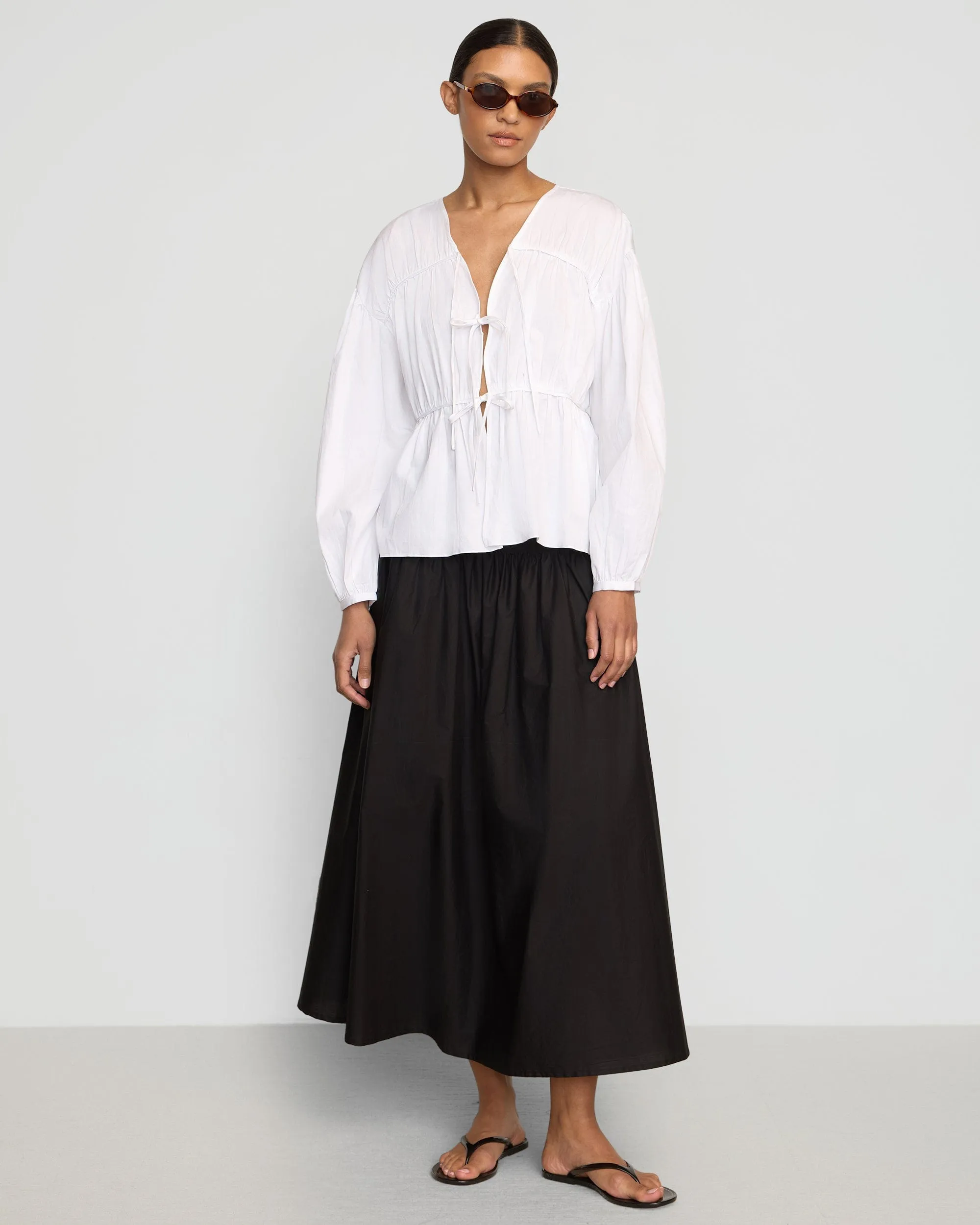 Hira Tie-Front Organic Cotton Blouse