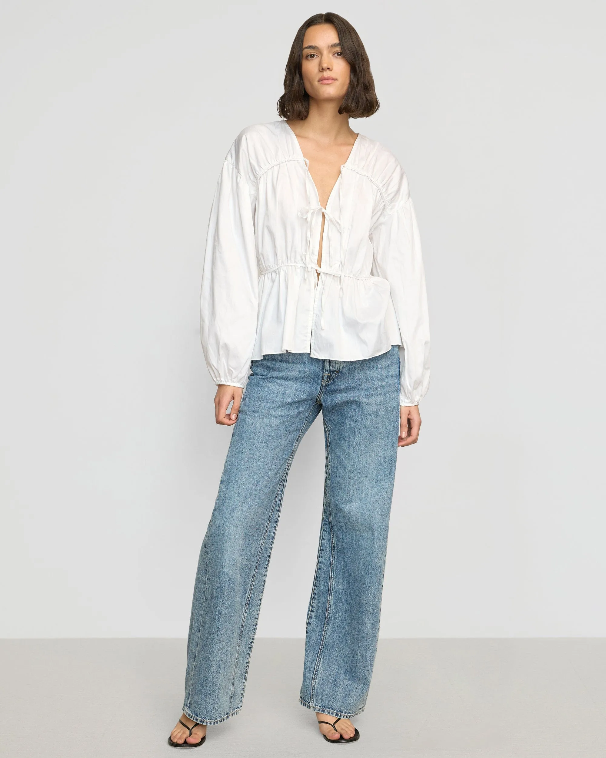 Hira Tie-Front Organic Cotton Blouse