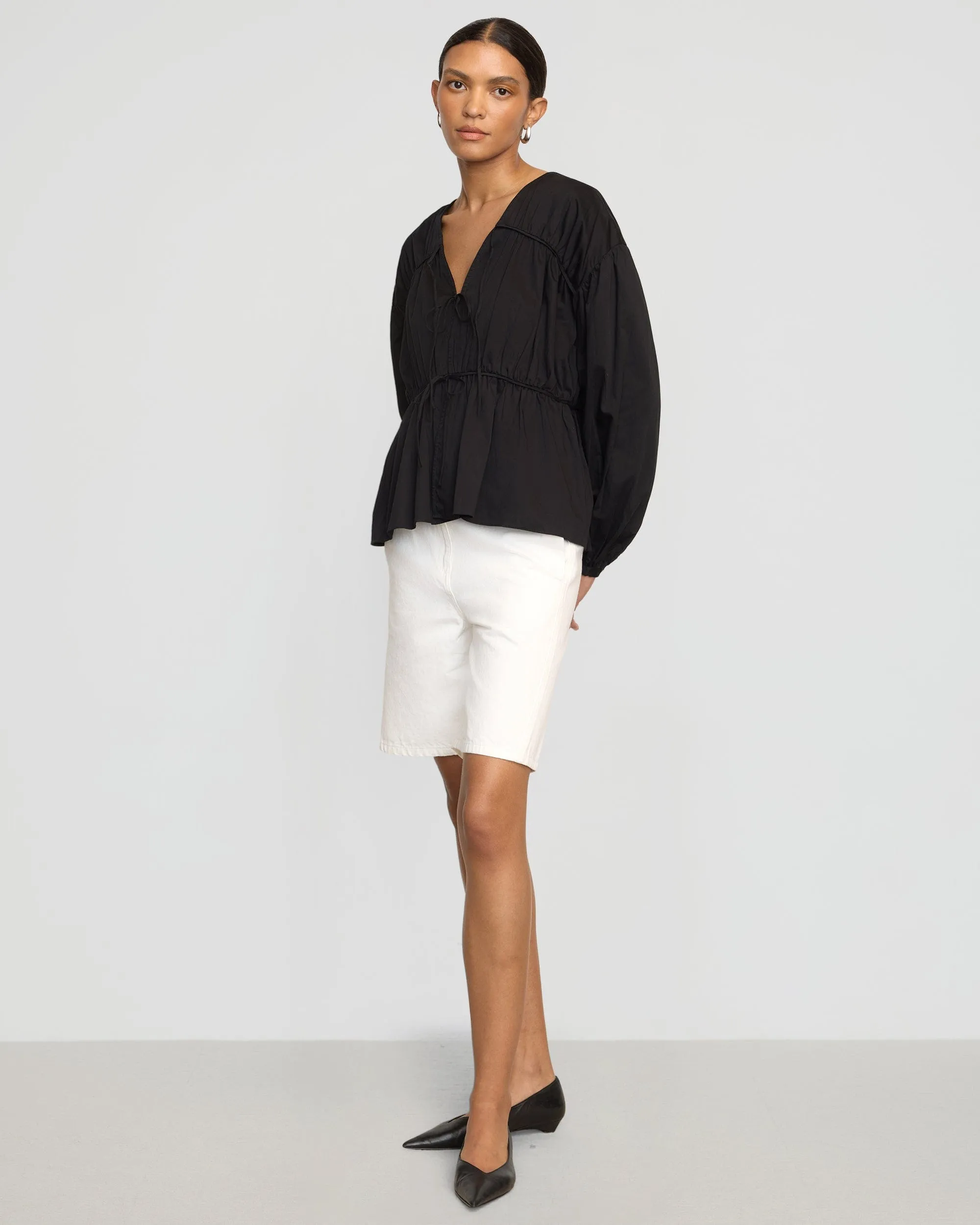 Hira Tie-Front Organic Cotton Blouse