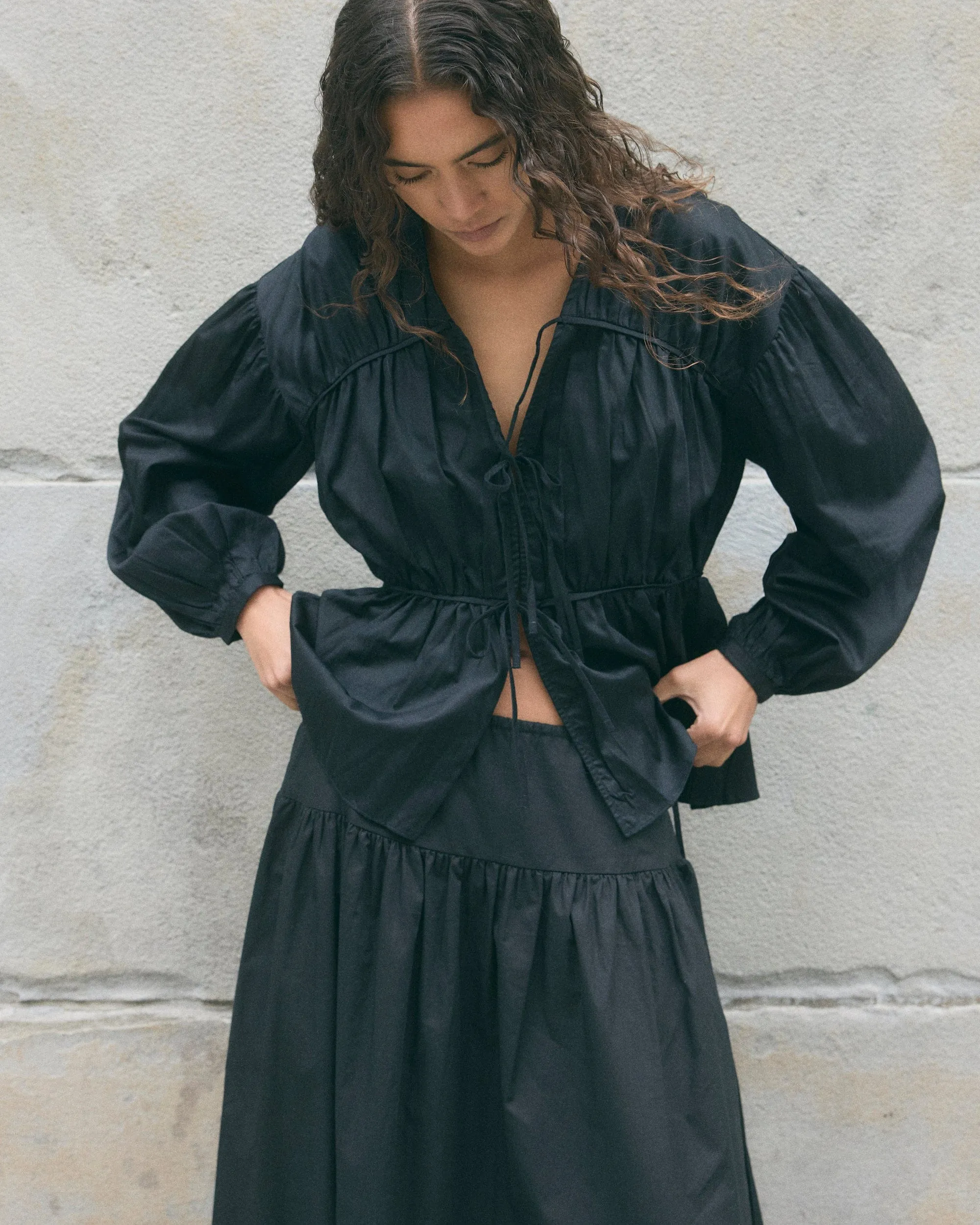 Hira Tie-Front Organic Cotton Blouse