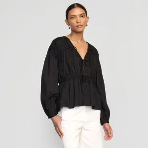 Hira Tie-Front Organic Cotton Blouse