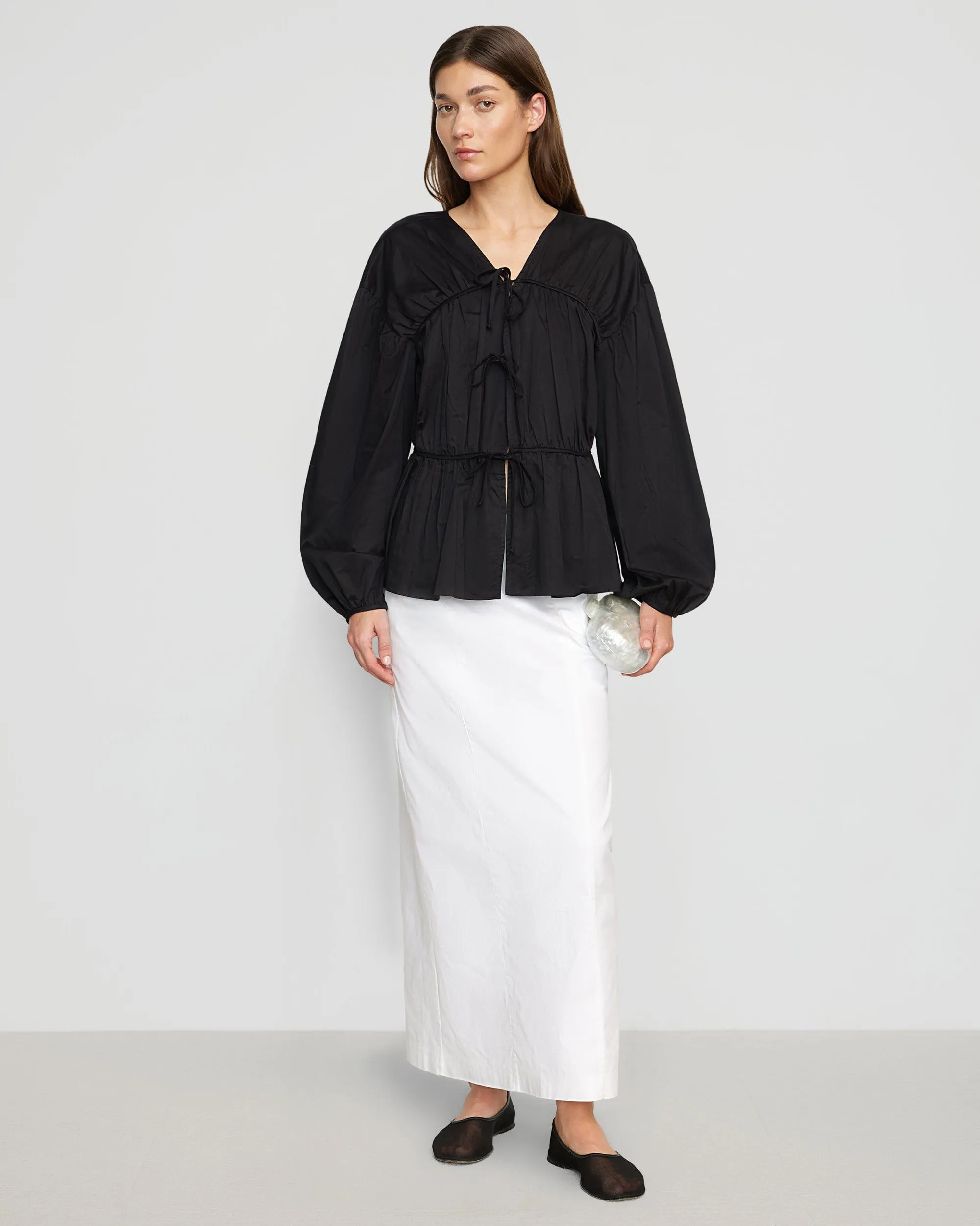 Hira Tie-Front Organic Cotton Blouse