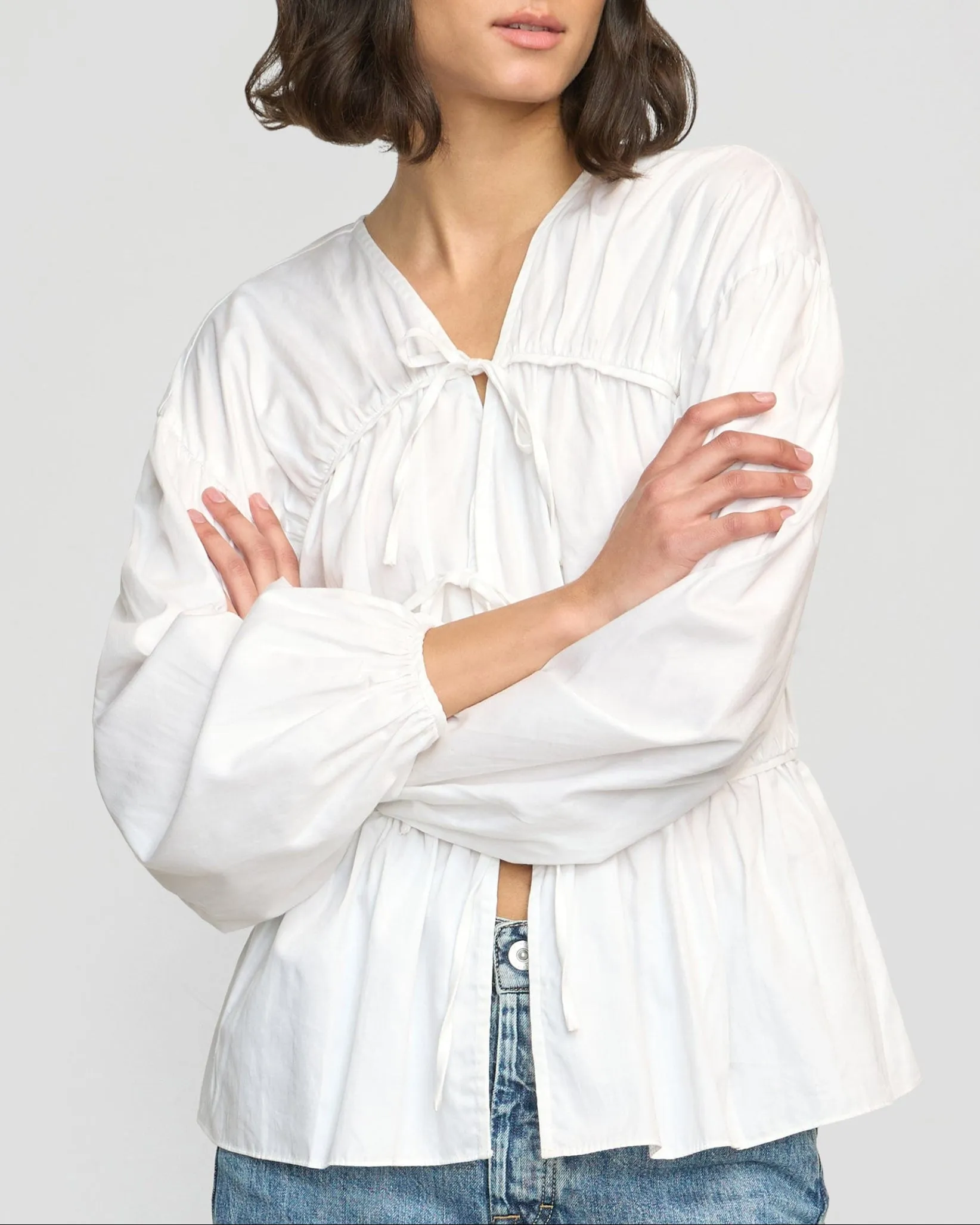 Hira Tie-Front Organic Cotton Blouse