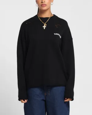 Loiter Chopper Long Sleeve Knitted Sweater Black