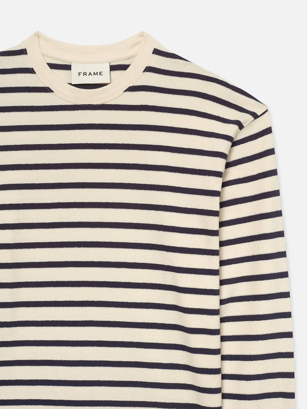 Long Sleeve Relaxed Striped Tee -- Dark Navy Stripe