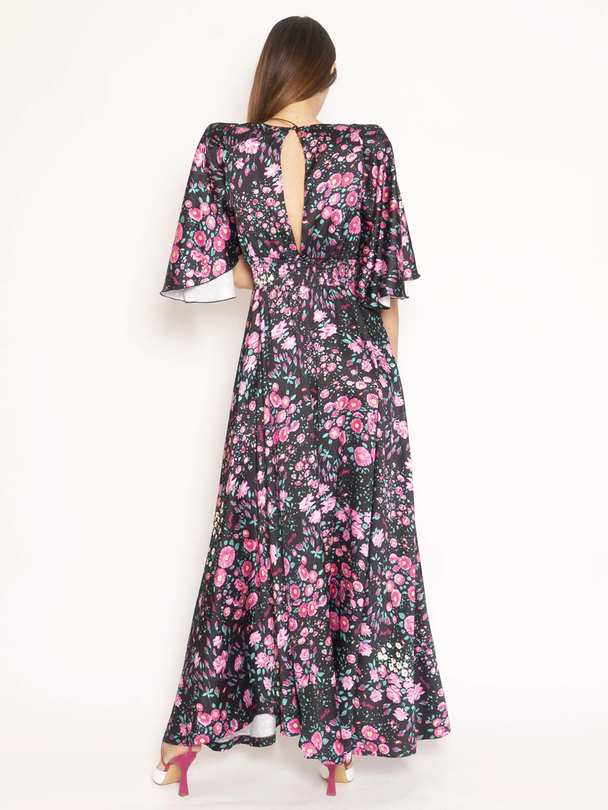 Long wrap dress Garden Black Fuxy
