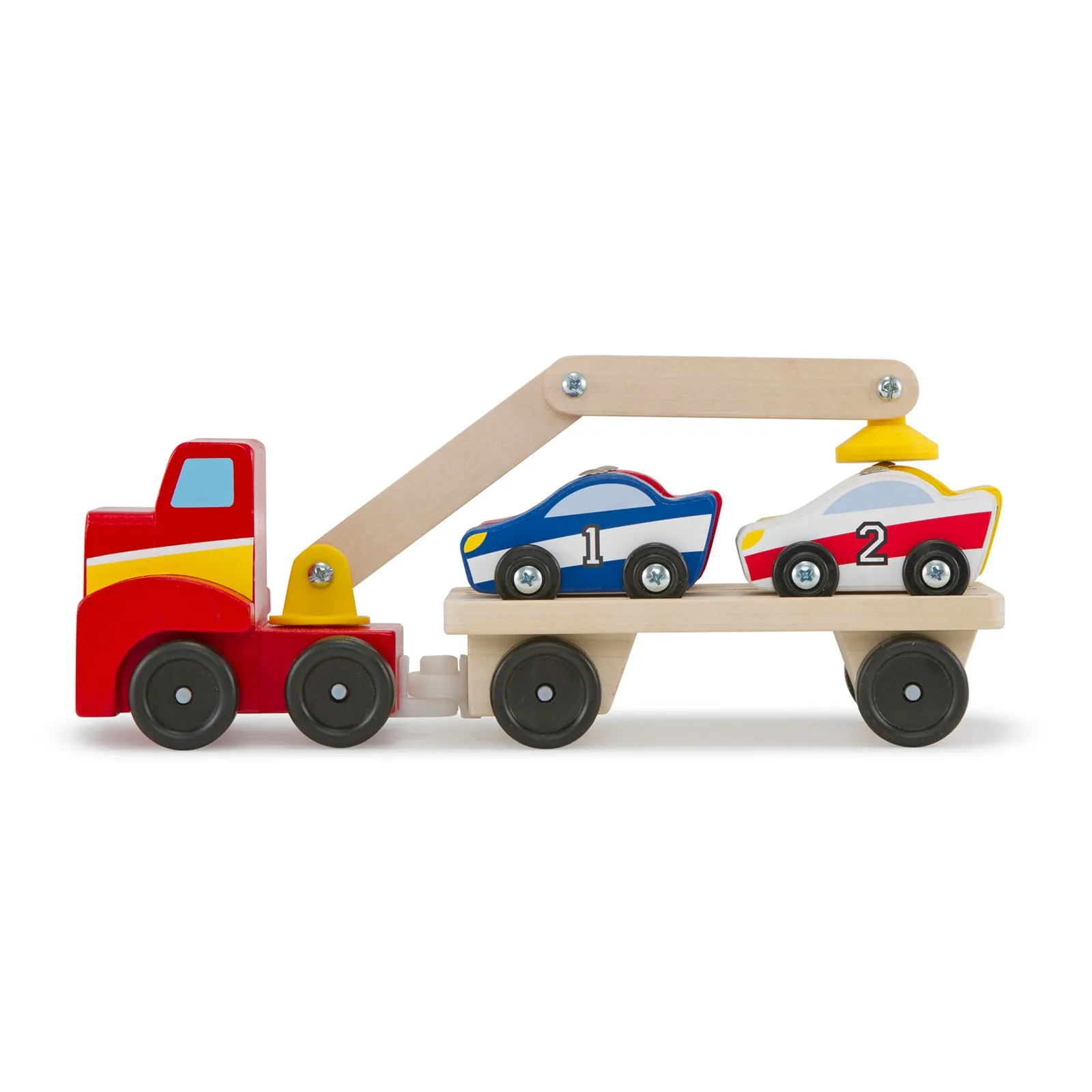 Melissa & Doug Magnetic Car Loader - Colorful Wooden Toy Set