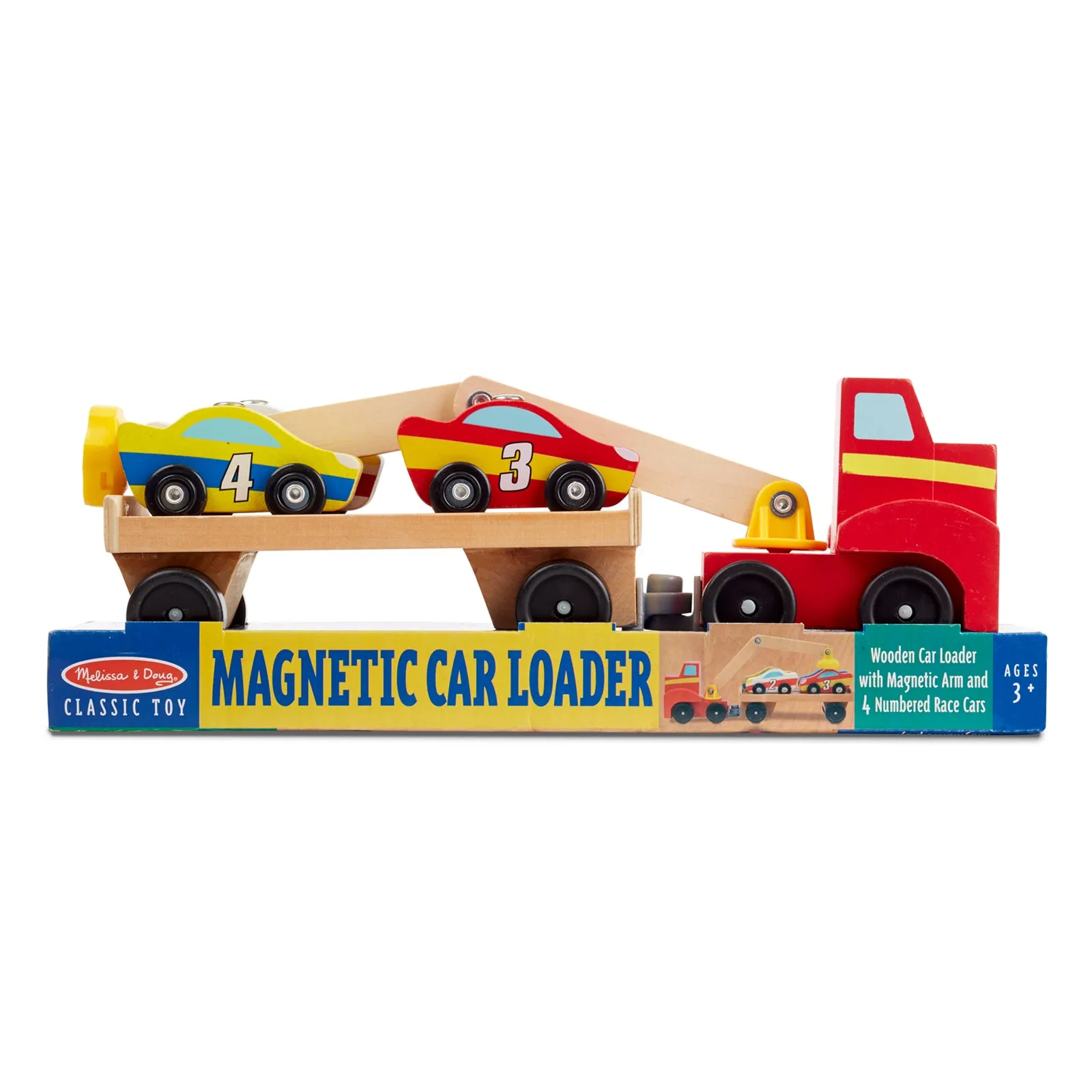 Melissa & Doug Magnetic Car Loader - Colorful Wooden Toy Set