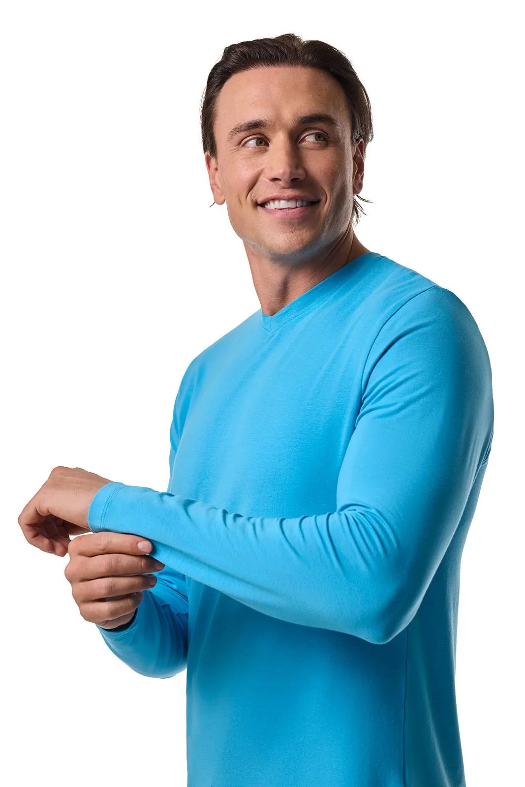 Men's Morada Everyday Long Sleeve V-Neck T-Shirt | Malibu Blue