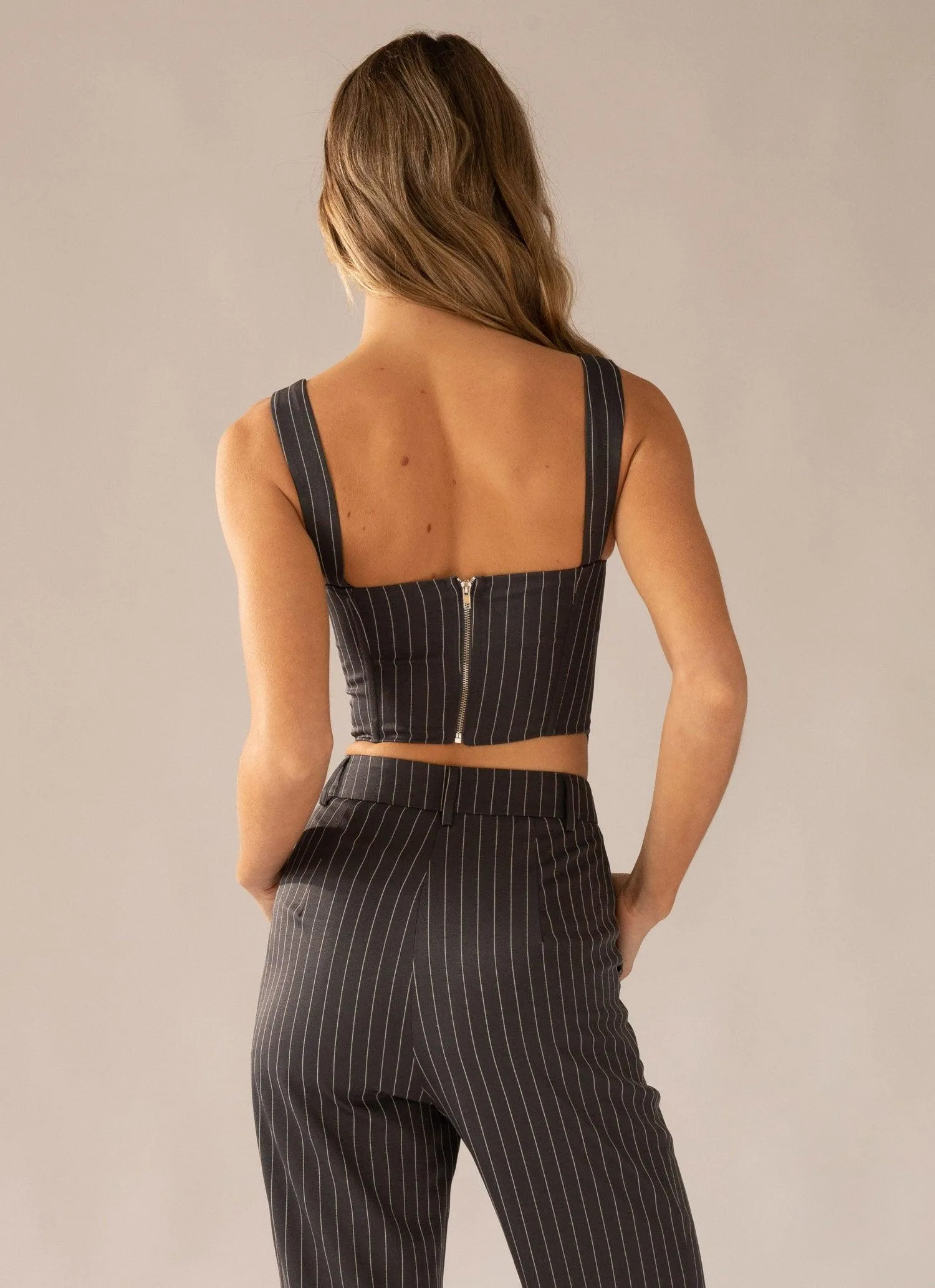 Mia Suit Bustier - Charcoal
