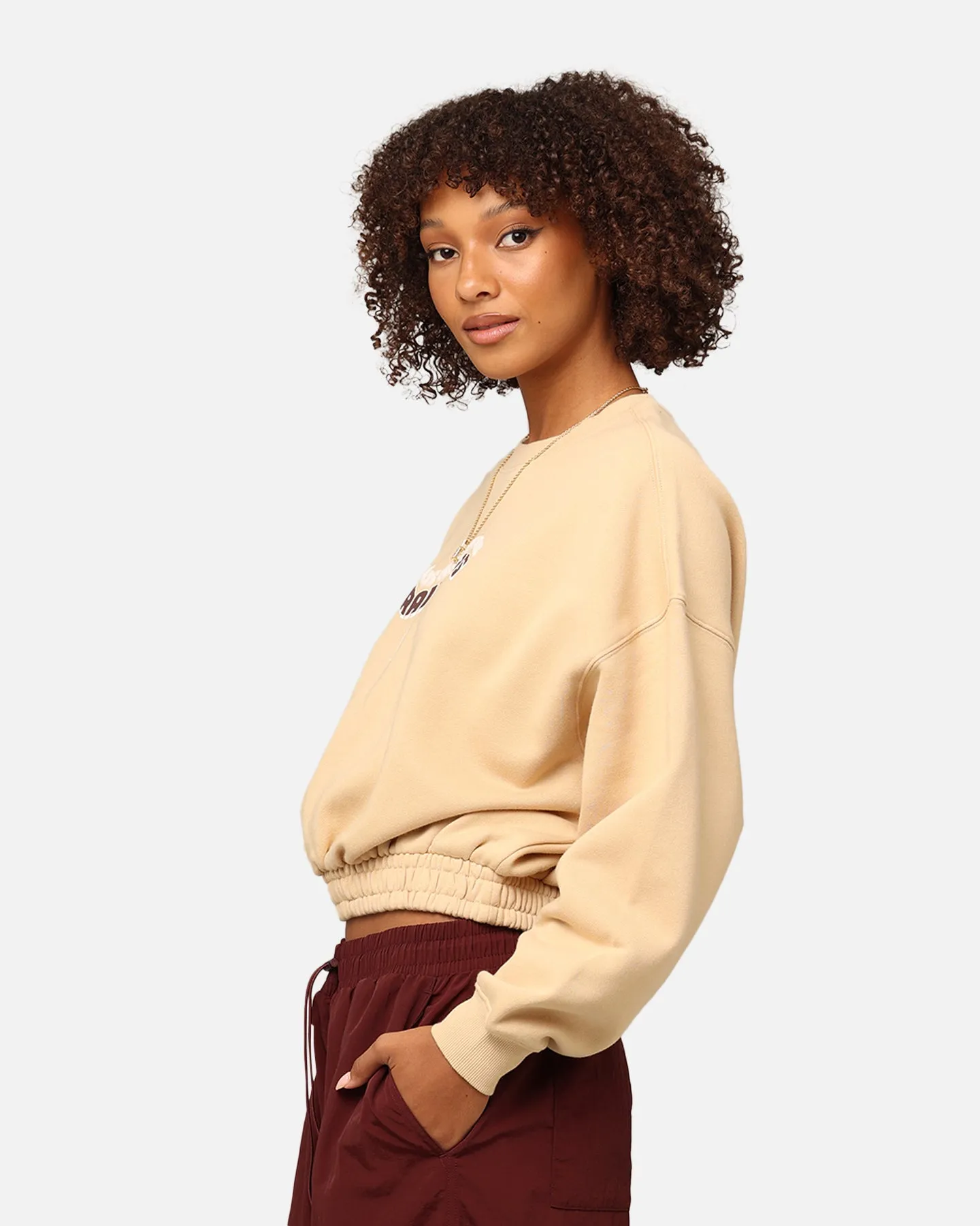 Mitchell & Ness Women's Los Angeles Raiders Dazed Cropped Crewneck Warm Sand