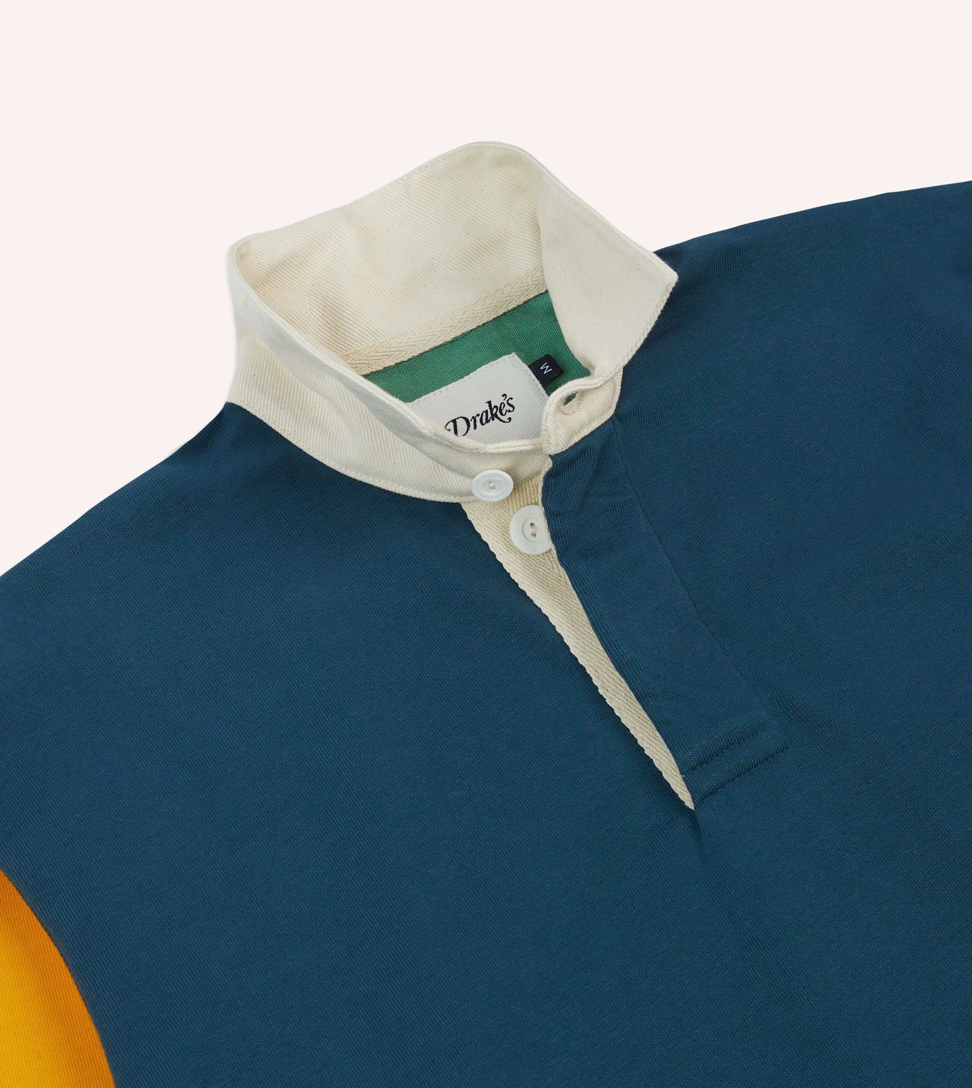 Navy, Yellow, Red and Green Colourblock Cotton Rugby Shirt