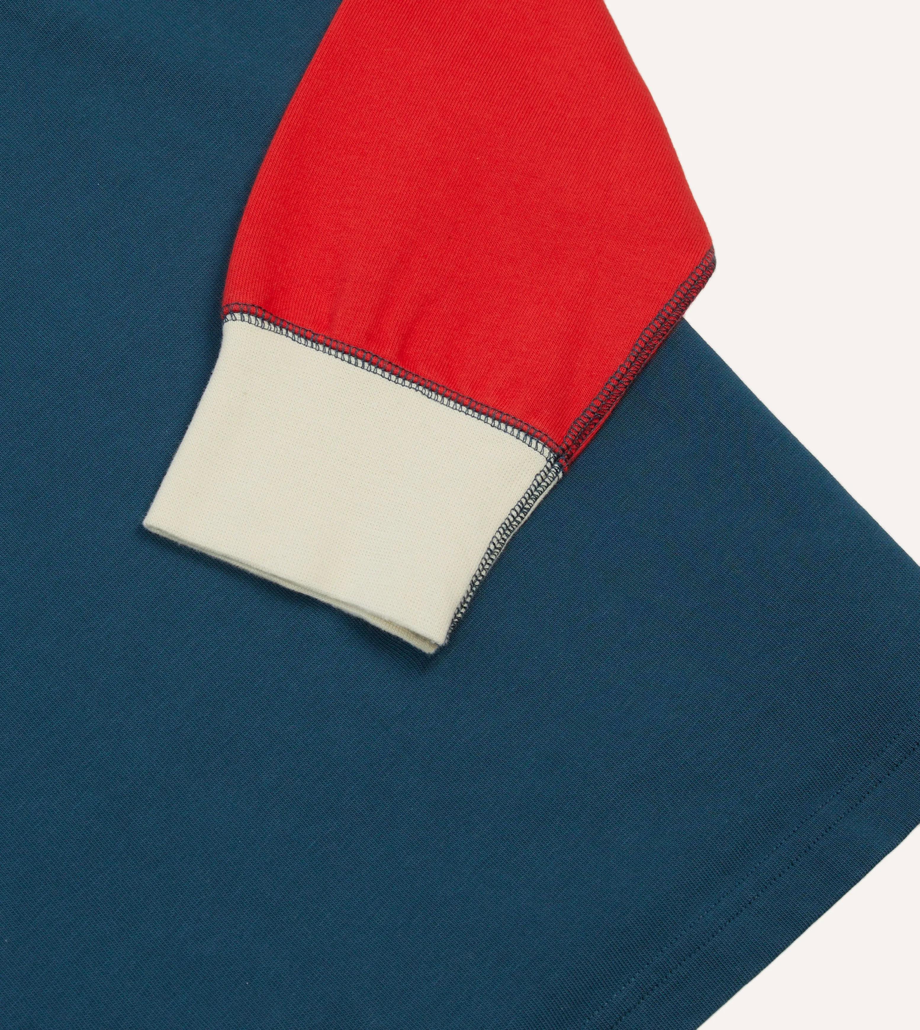 Navy, Yellow, Red and Green Colourblock Cotton Rugby Shirt