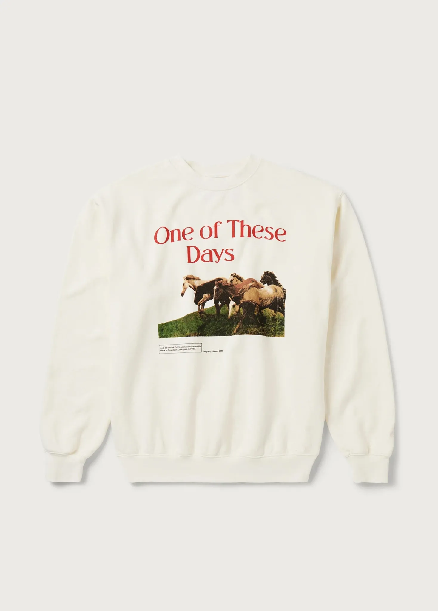 One of These Days - Wild Horses Crewneck in Bone