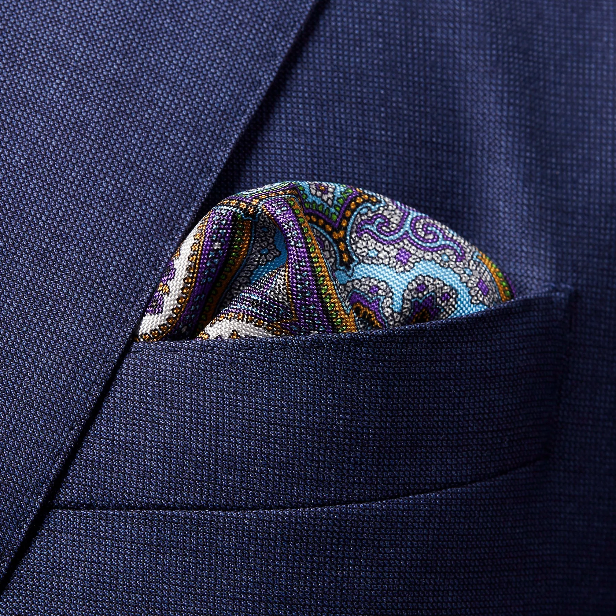 Paisley Silk Pocket Square Purple