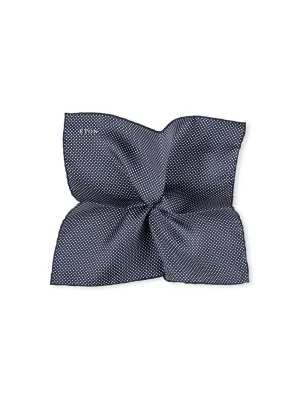 Polka Dot Silk Pocket Square Navy