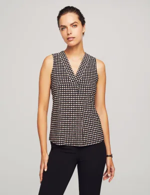 Printed Pleat Front Shell Tank- Sale