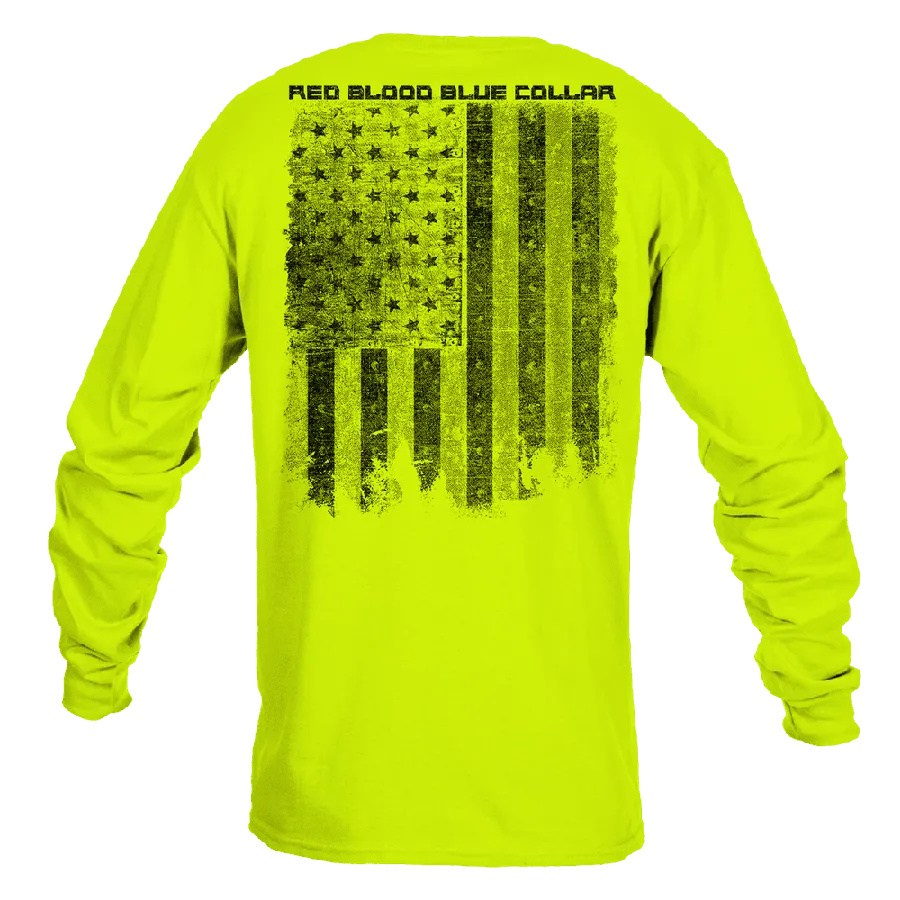 Red Blood Blue Collar® Long Sleeve - Safety Green