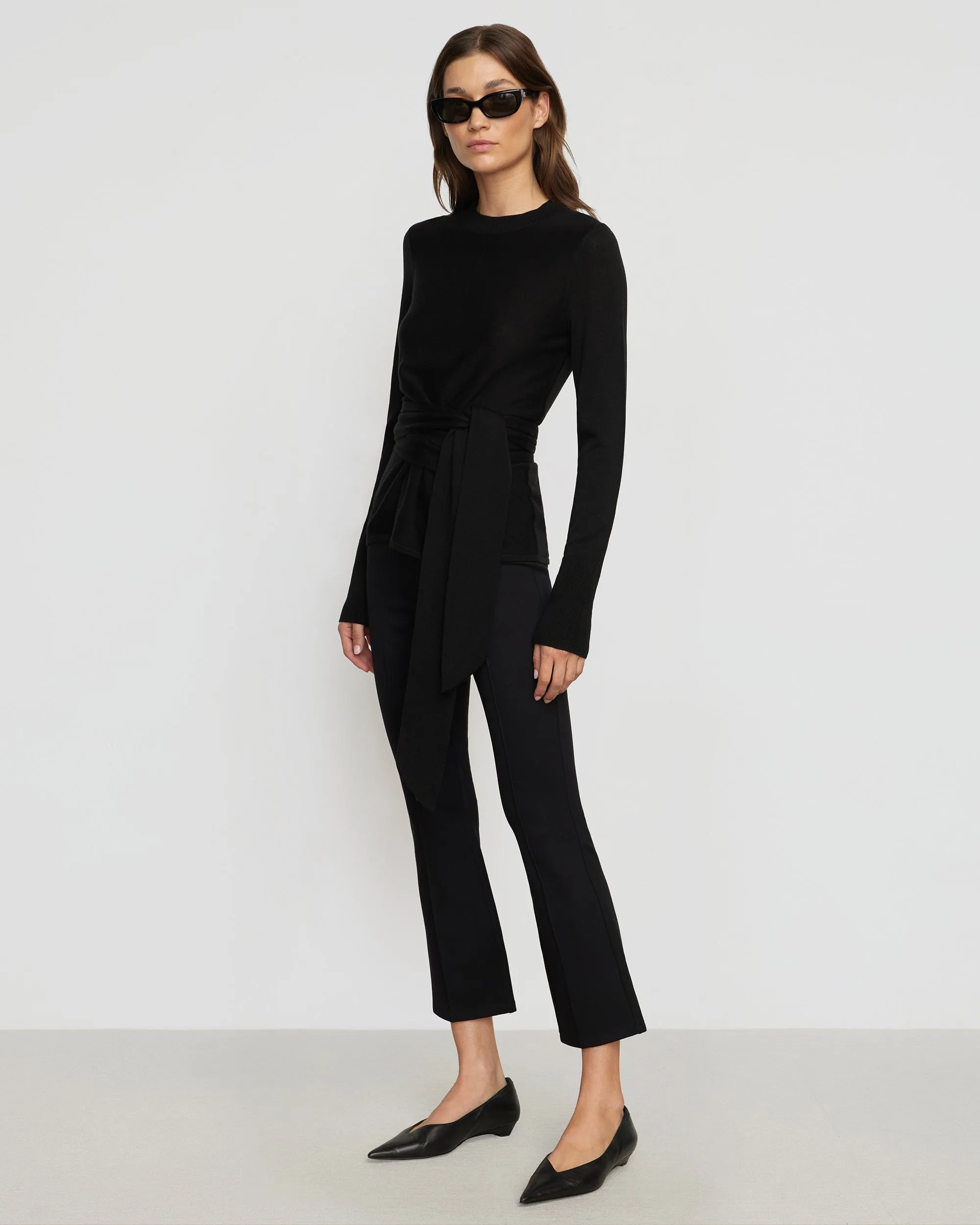 Robin Tie-Front Tencel-Wool Sweater