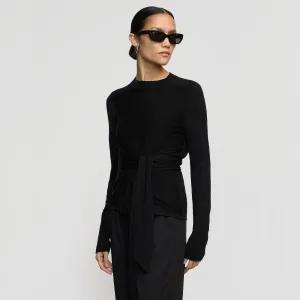 Robin Tie-Front Tencel-Wool Sweater