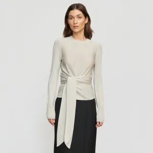Robin Tie-Front Tencel-Wool Sweater