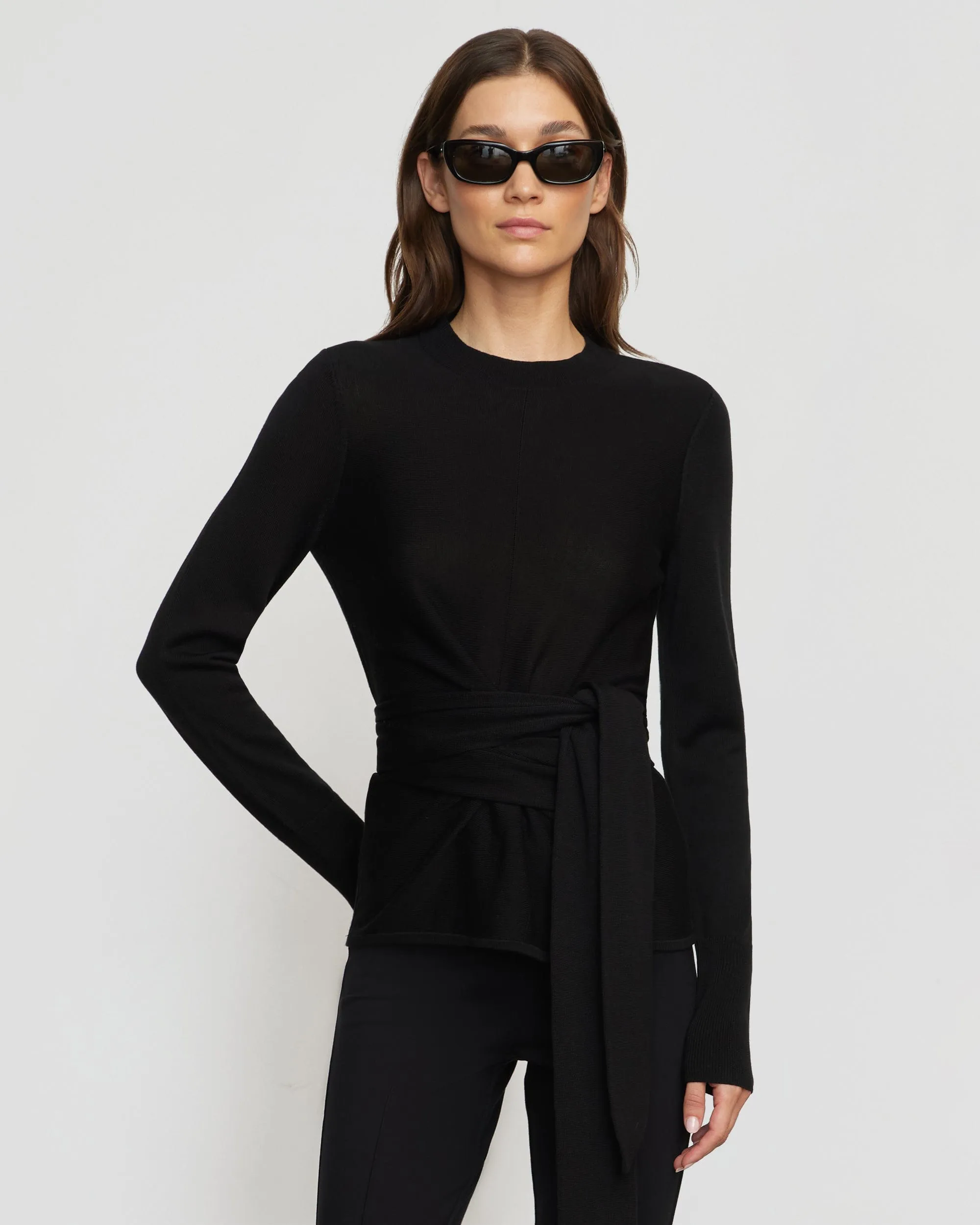 Robin Tie-Front Tencel-Wool Sweater