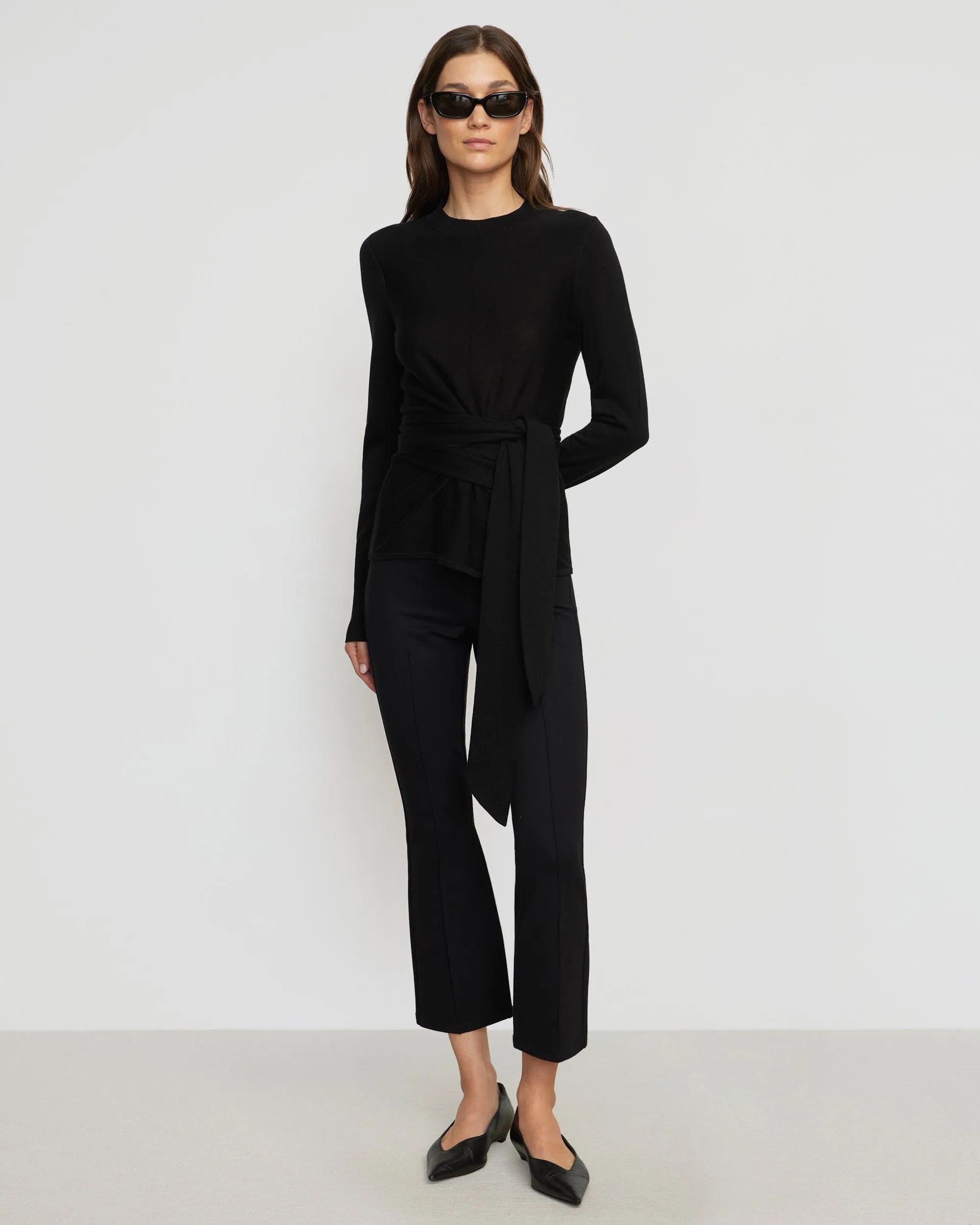 Robin Tie-Front Tencel-Wool Sweater