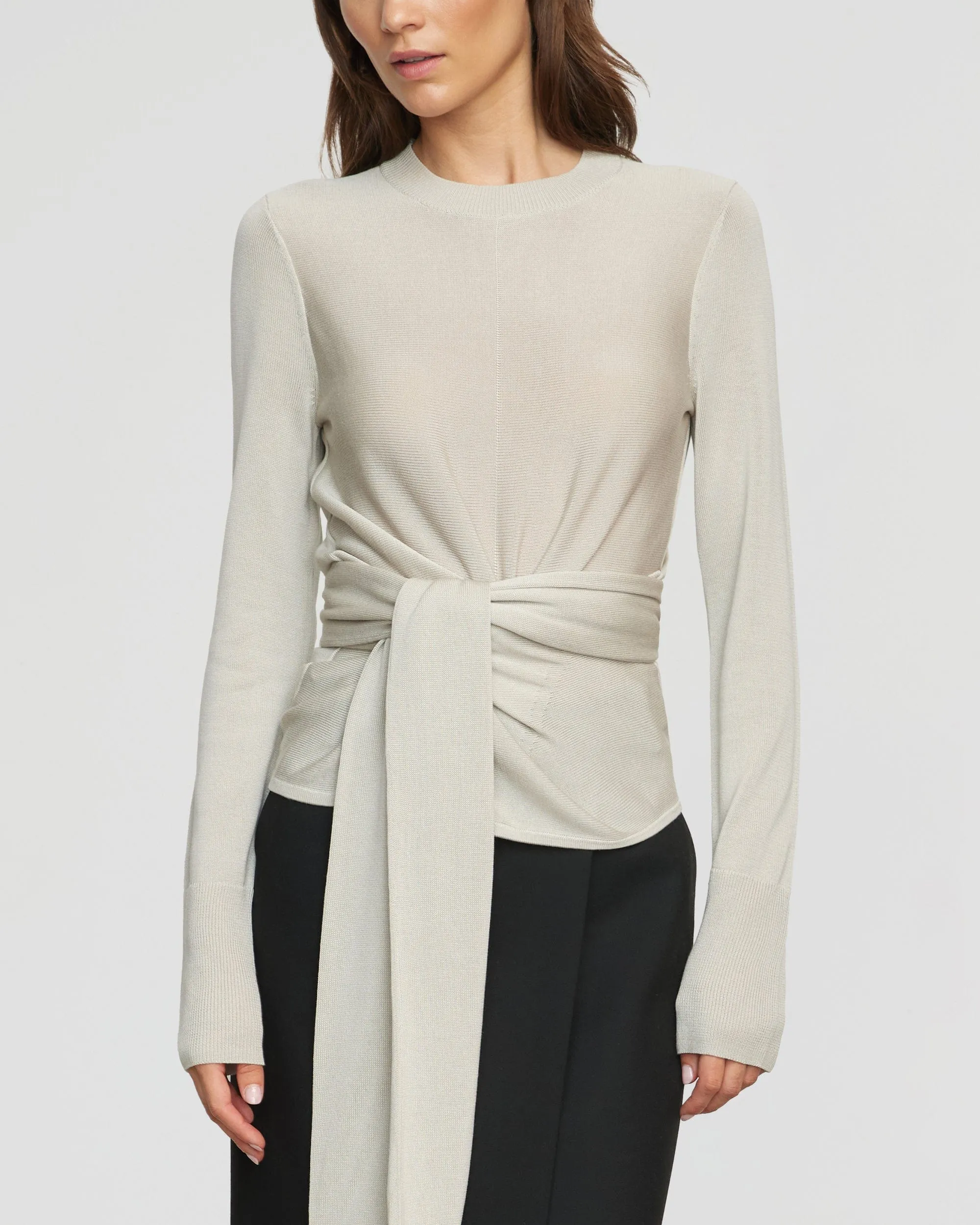Robin Tie-Front Tencel-Wool Sweater