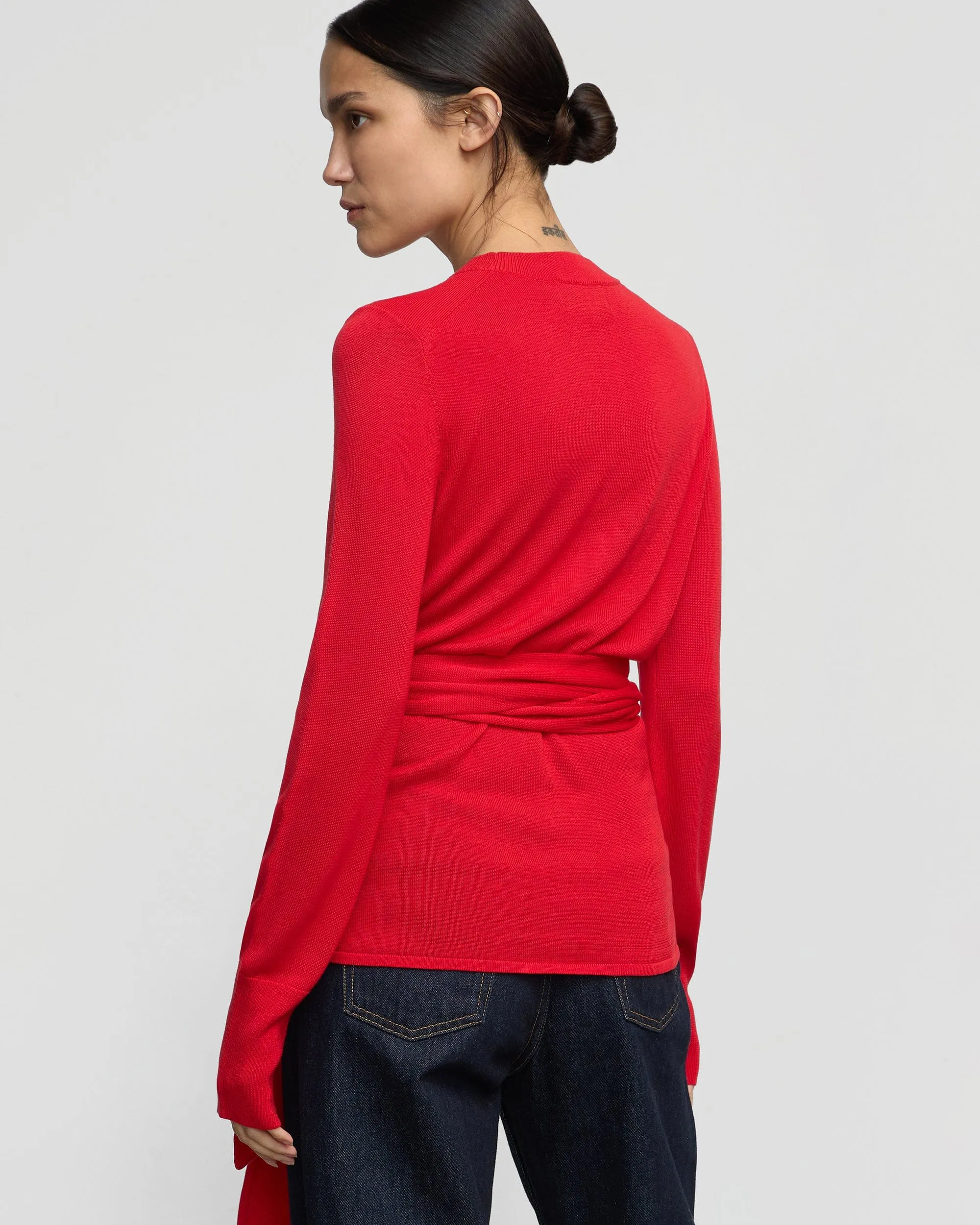 Robin Tie-Front Tencel-Wool Sweater