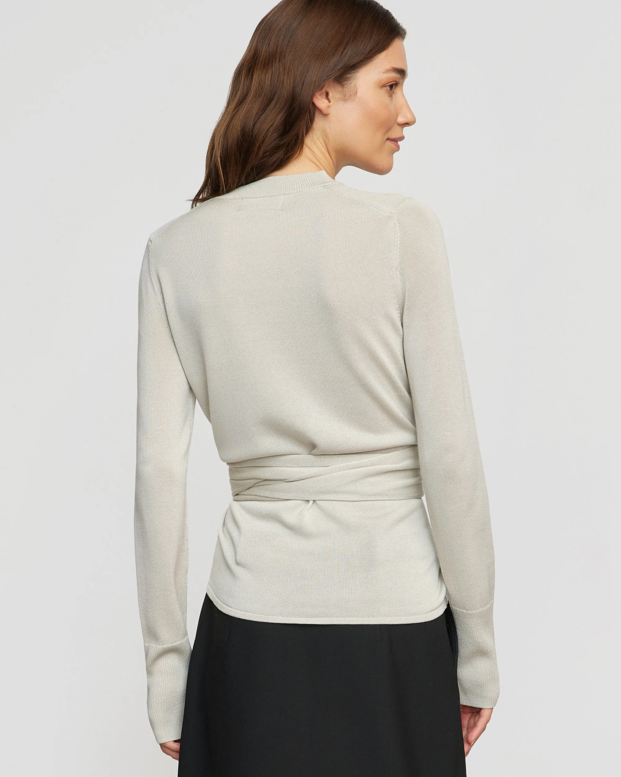 Robin Tie-Front Tencel-Wool Sweater