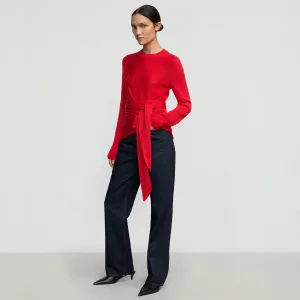 Robin Tie-Front Tencel-Wool Sweater