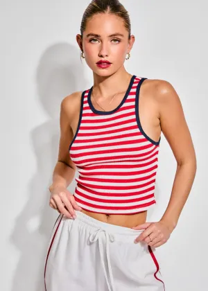 Sandy Stripe Thermal Tank - Red & Navy
